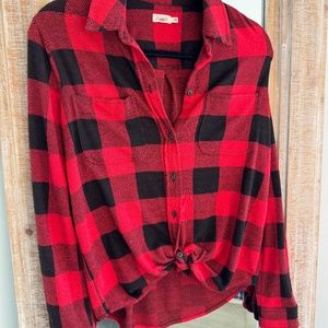 faherty red and black checked flannel xs